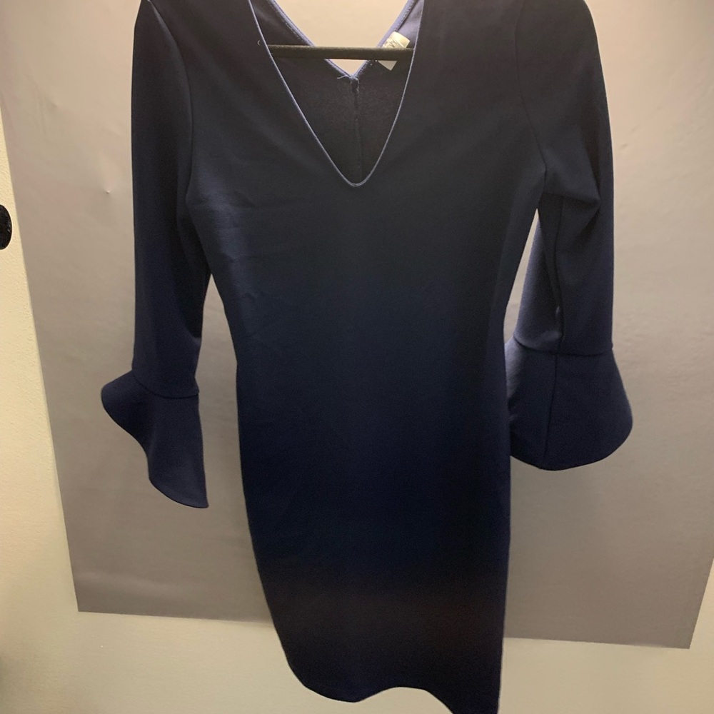 Trumpet sleeve deep v cocktail dress